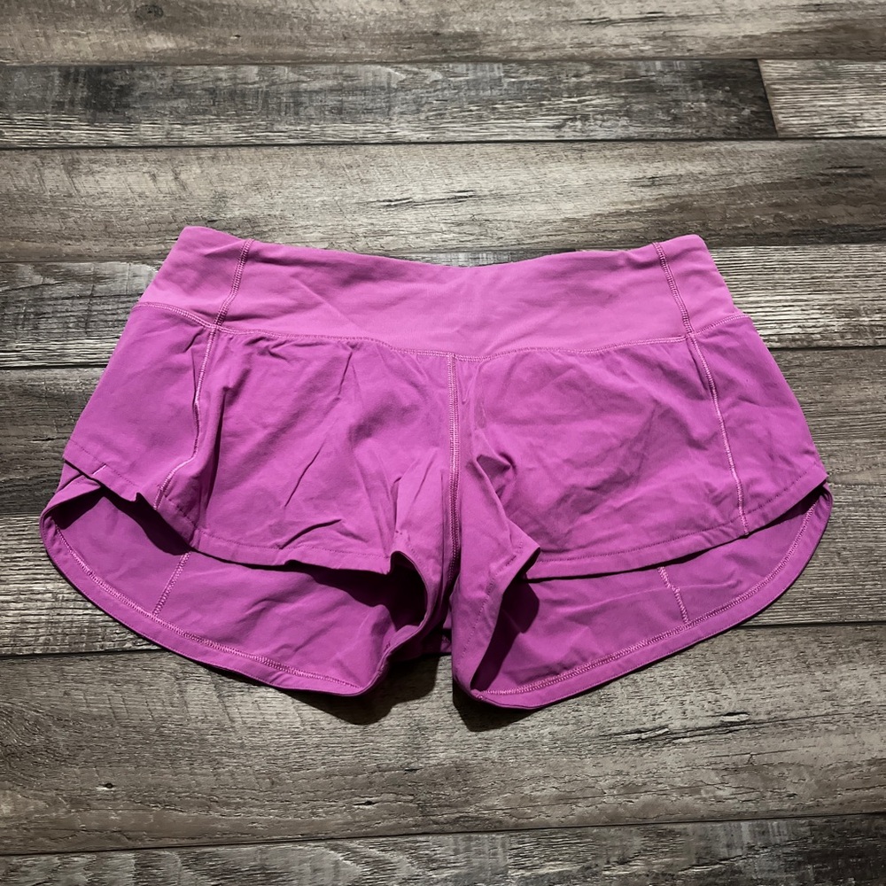 purple 2.5’ lululemon speed up shorts